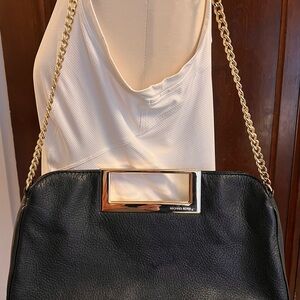 Michael by Michael Kors black Leather Clutch/Shoulder Bag w/Gold hardware